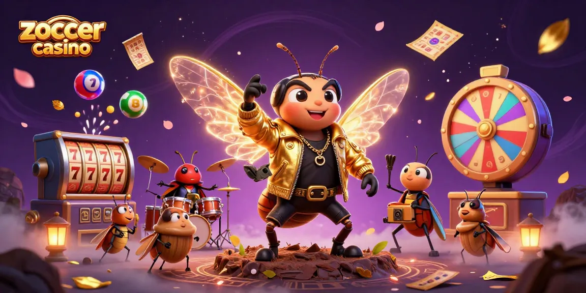Zoccer casino aims for thrilling action in this immersive 3D illustration showcasing vibrant slot reels and lively characters.