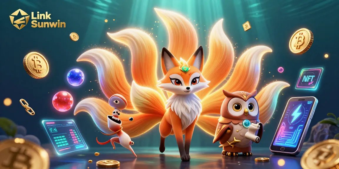 Join the excitement with Link Sunwin's vibrant characters amid glowing casino elements.