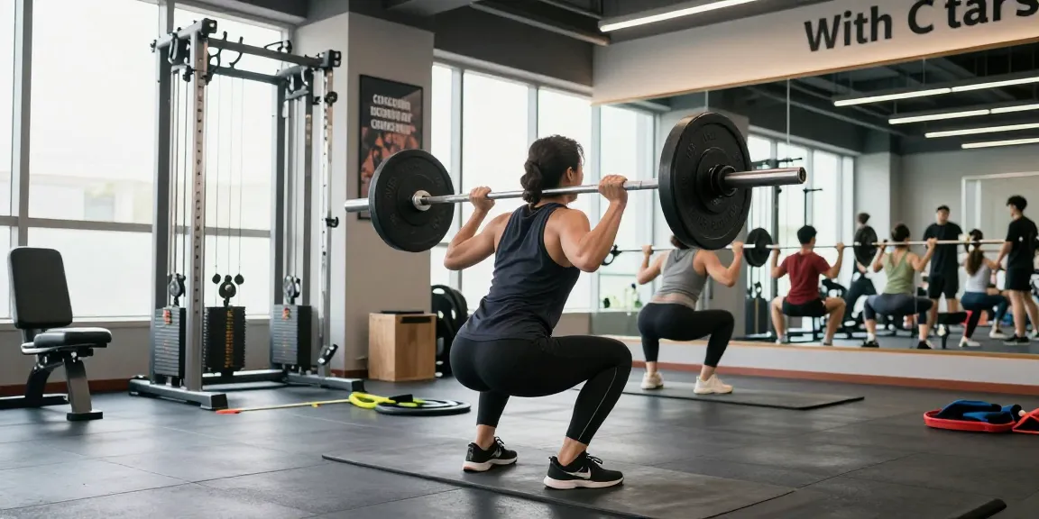 Aktive Fitnessszene im Akra Labs Steroid Shop mit Athleten bei Kniebeugen