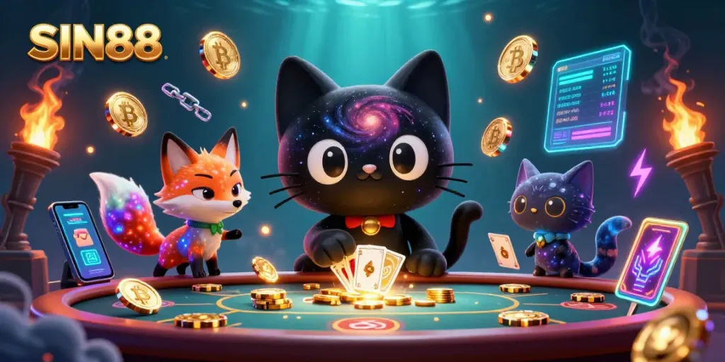 Experience the exciting gameplay of SIN88 with vibrant casino elements and dynamic characters.
