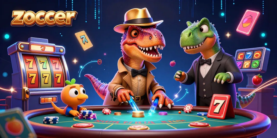 Experience zoccer excitement with playful dinosaurs at a thrilling blackjack table!